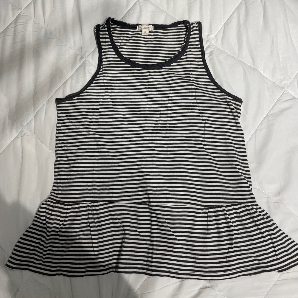Gap Grey Striped Shirred Tank